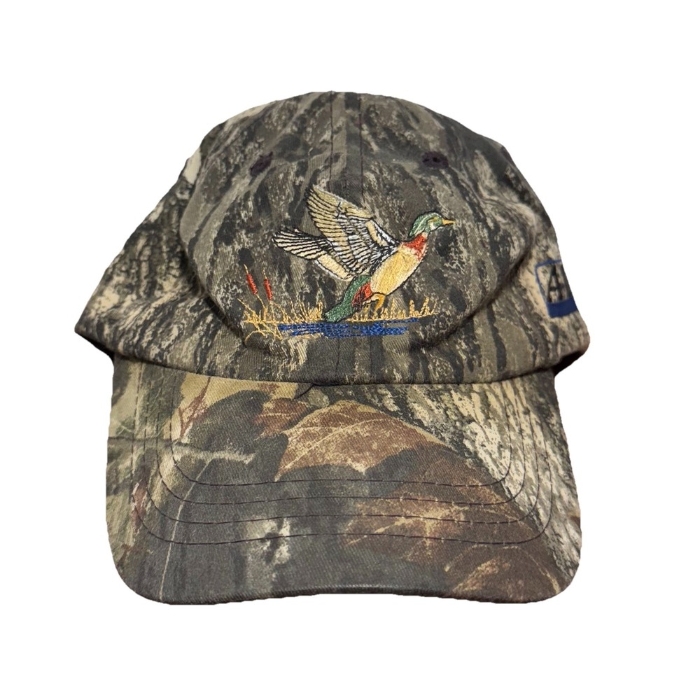 Vintage Mossy Oak Embroidered Drake Mallard Camo Hunting‎ Cap Hat One Size A-1